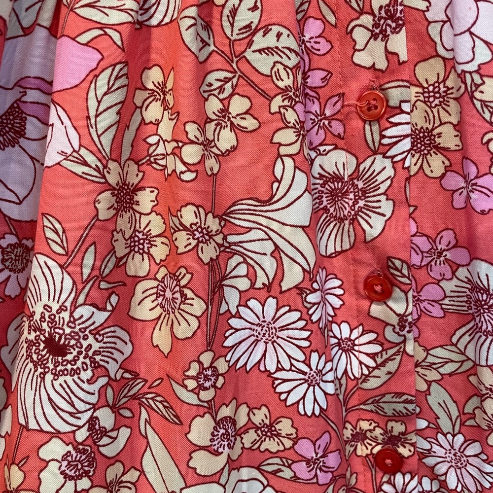 Band of Gypsies Pink Ivory floral boho button front sleeveless fit & Flare dress - Picture 5 of 8